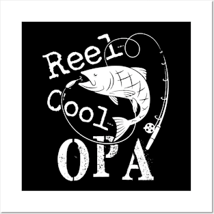 Reel Cool Dad Funny Word Pun Fishing Fathers Day T Shirt OPA Posters and Art